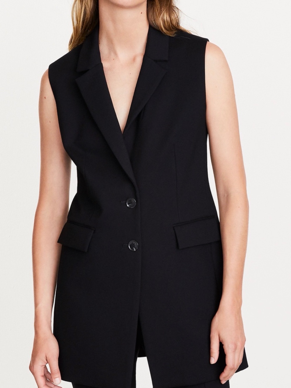 NWT LOFT Versa Ponte Deluxe Long Vest- Black Size Medium